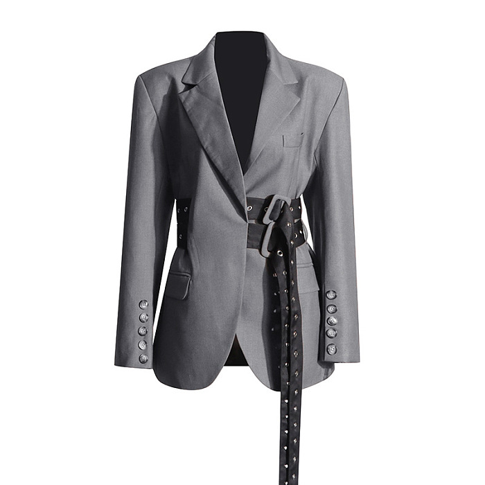 SUPER WHOLESALE |belted-waist blazer