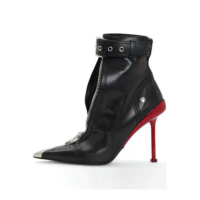 SUPER WHOLESALE |  Metal Toe Zipped Ankle Boots