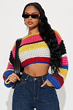 SUPER WHOLESALE | Rainbow Handmade Versatile Cropped Knit Sweater