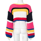 SUPER WHOLESALE | Rainbow Handmade Versatile Cropped Knit Sweater