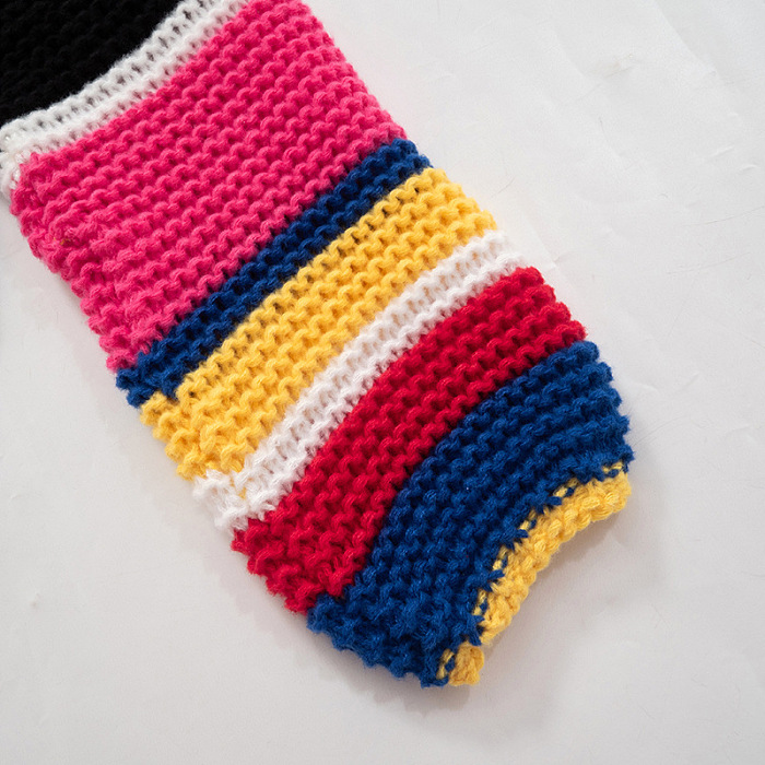 SUPER WHOLESALE | Rainbow Handmade Versatile Cropped Knit Sweater