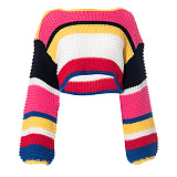 SUPER WHOLESALE | Rainbow Handmade Versatile Cropped Knit Sweater