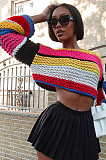 SUPER WHOLESALE | Rainbow Handmade Versatile Cropped Knit Sweater