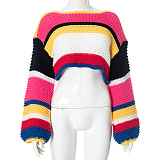 SUPER WHOLESALE | Rainbow Handmade Versatile Cropped Knit Sweater
