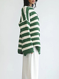 SUPER WHOLESALE | Loose Off-Shoulder Striped Long-Sleeve Knit Pullover Sweater