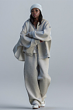 SUPER WHOLESALE | Casual Zip-Up Hoodie Jacket + Drawstring Wide-Leg Pants Two-Piece Set Grey