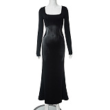 SUPER WHOLESALE | Square Neck Long-Sleeve High-Waisted Bodycon Mermaid Dress