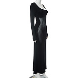 SUPER WHOLESALE | Square Neck Long-Sleeve High-Waisted Bodycon Mermaid Dress