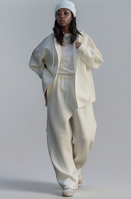 SUPER WHOLESALE | Casual Zip-Up Hoodie Jacket + Drawstring Wide-Leg Pants Two-Piece Set Grey