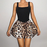 SUPER WHOLESALE | Slim-Fit Backless Spaghetti Strap Mini Skirt Fashionable Peplum Leopard Print Dress