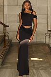 SUPER WHOLESALE | Slim Fit Backless T-Shirt Top and Solid Color Mermaid Bodycon Skirt Set