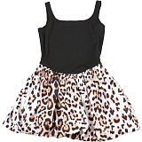 SUPER WHOLESALE | Slim-Fit Backless Spaghetti Strap Mini Skirt Fashionable Peplum Leopard Print Dress