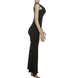 SUPER WHOLESALE | Slim Fit Backless T-Shirt Top and Solid Color Mermaid Bodycon Skirt Set