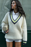 SUPER WHOLESALE | Long Sleeve Sweater Fashion Color-Block Casual Knit Top