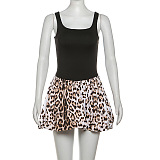 SUPER WHOLESALE | Slim-Fit Backless Spaghetti Strap Mini Skirt Fashionable Peplum Leopard Print Dress