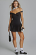 SUPER WHOLESALE | Vintage Sexy Off-Shoulder Bodycon Mini Skirt Solid Color Dress