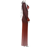 SUPER WHOLESALE |Halter Crop Top and Long-Sleeve Hollow-Out Maxi Skirt Set