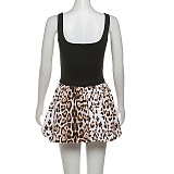 SUPER WHOLESALE | Slim-Fit Backless Spaghetti Strap Mini Skirt Fashionable Peplum Leopard Print Dress