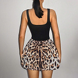 SUPER WHOLESALE | Slim-Fit Backless Spaghetti Strap Mini Skirt Fashionable Peplum Leopard Print Dress