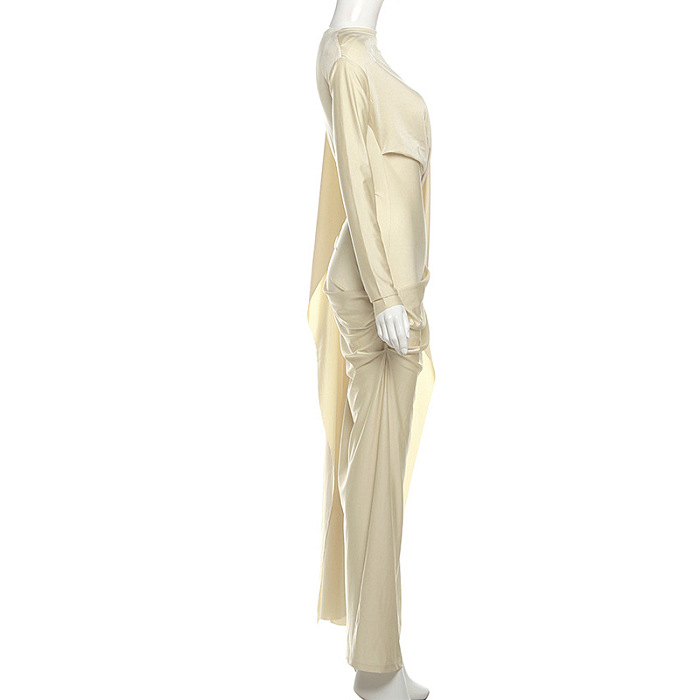 SUPER WHOLESALE | Elegant Slim Fit Ruched Maxi Dress with Stylish Sashes – Solid Color