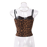 SUPER WHOLESALE | New Leopard Print Strappy Top – Slimming Sleeveless Design with Taped Button Front, Cut-Out Back