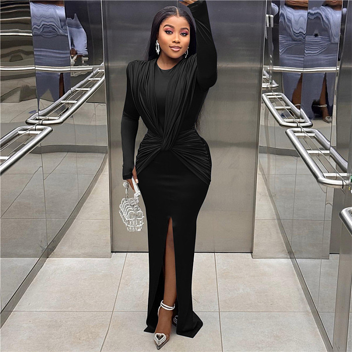 SUPER WHOLESALE | Twist Split Long Dress