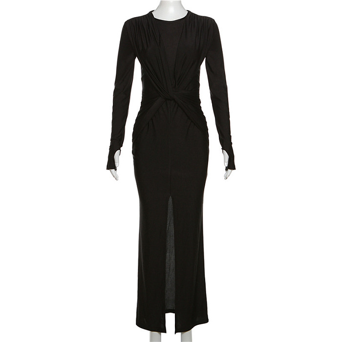 SUPER WHOLESALE | Twist Split Long Dress
