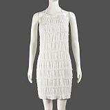 SUPER WHOLESALE | Backless Ruched Textured Fabric Dress – Breathable Tie-Back Bodycon Dress