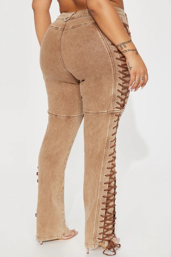 SUPER WHOLESALE | Side Lace Up Jeans