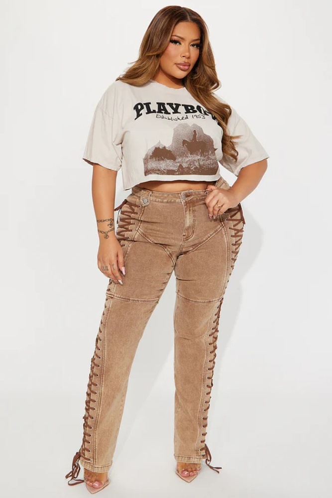 SUPER WHOLESALE | Side Lace Up Jeans