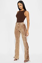 SUPER WHOLESALE | Side Lace Up Jeans