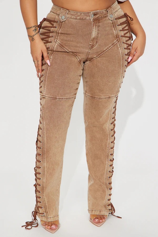 SUPER WHOLESALE | Side Lace Up Jeans