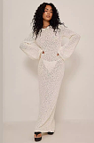 SUPER WHOLESALE | See Through Bat Sleeve Long Dress