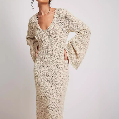 SUPER WHOLESALE | See Through Bat Sleeve Long Dress
