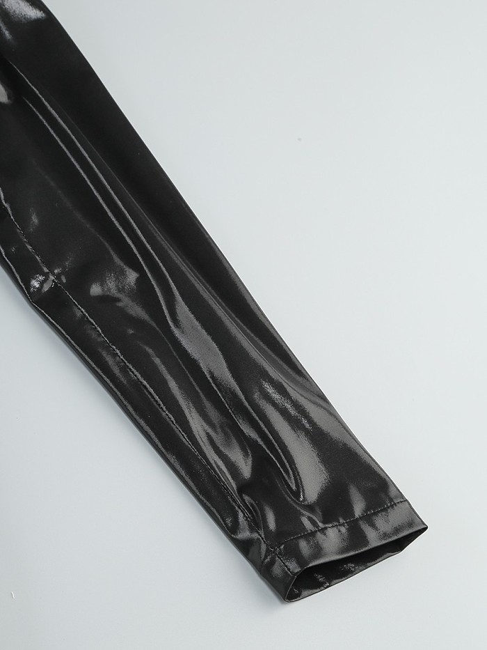SUPER WHOLESALE | V-Neck Snake Accent Long-Sleeve PU Leather Bodycon Dress – New Autumn/Winter Dress