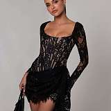 SUPER WHOLESALE | Long-Sleeve Sexy Lace Corset Dress – Autumn/Winter New Short Dress