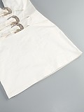 SUPER WHOLESALE |Sexy Cut-Out Backless Halter Dress with Metal Accents – Elegant Mini Dress