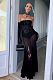 SUPER WHOLESALE | Lace Strapless Gown – Long Dress with Gloves Three-Piece Set