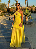 SUPER WHOLESALE | Halter Neck Mesh Panel Dress – Elegant Split Gown