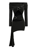SUPER WHOLESALE | Off-Shoulder Cut-Out Dress with Metal Buckle and Sash – Bodycon Gown