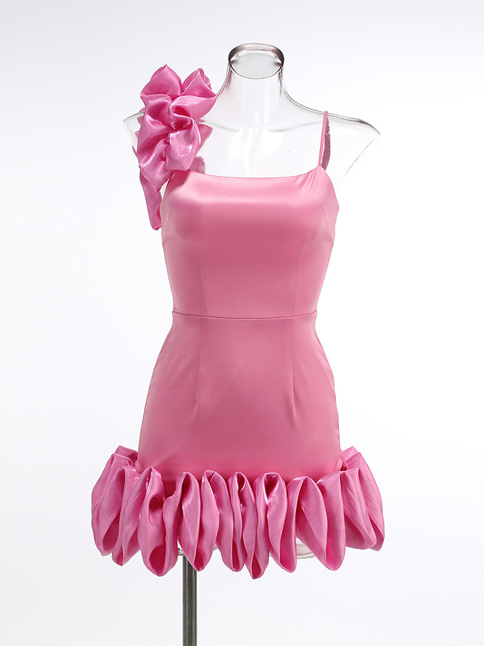 SUPER WHOLESALE | Ruched Hem Spaghetti Strap Dress – Slim Fit Bodycon Mini Dress