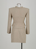 SUPER WHOLESALE |   Hollow-Out Long-Sleeve Top and Asymmetrical Tie Skirt Two-Piece Set