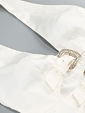 SUPER WHOLESALE |Sexy Cut-Out Backless Halter Dress with Metal Accents – Elegant Mini Dress