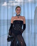 SUPER WHOLESALE | Lace Strapless Gown – Long Dress with Gloves Three-Piece Set