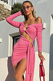 SUPER WHOLESALE | Off-Shoulder Long-Sleeve Dress with Asymmetrical Sash – Mini Dress