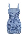 SUPER WHOLESALE | 3D Floral Solid Color Sexy Spaghetti Strap Dress – Backless Mini Dress