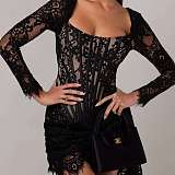 SUPER WHOLESALE | Long-Sleeve Sexy Lace Corset Dress – Autumn/Winter New Short Dress