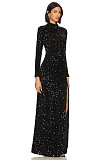 SUPER WHOLESALE | Split Sequin Long-Sleeve Maxi Dress – Elegant Socialite Evening Gown