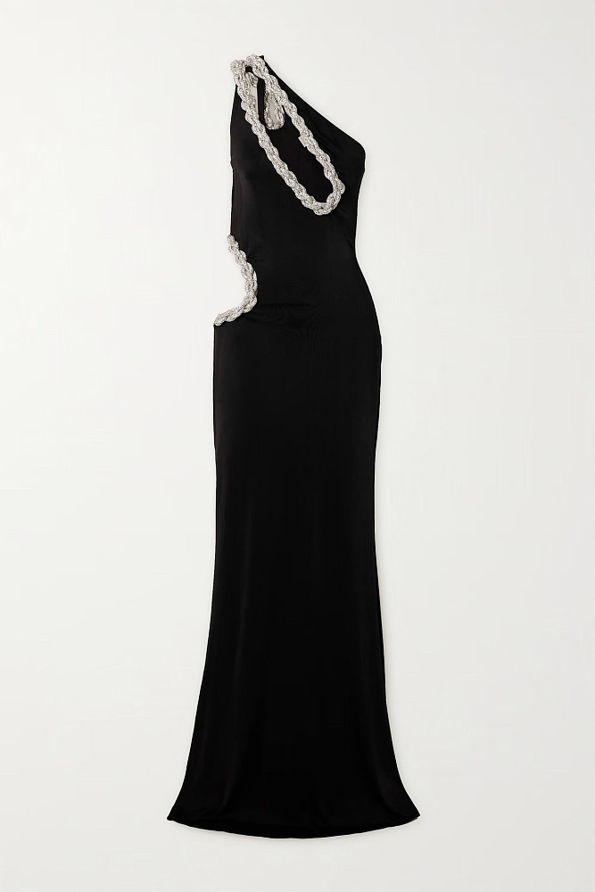 SUPER WHOLESALE | Rhinestone Halter Slim Fit Split Maxi Dress – Sexy Socialite Evening Gown