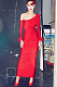 SUPER WHOLESALE | 3D Floral Design Ruched Split Slim-Fit Solid Color Midi Dress